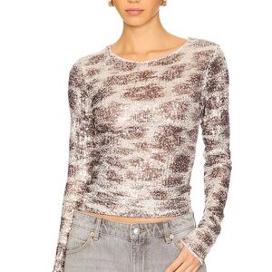 Free People sequin Long Sleeve Top